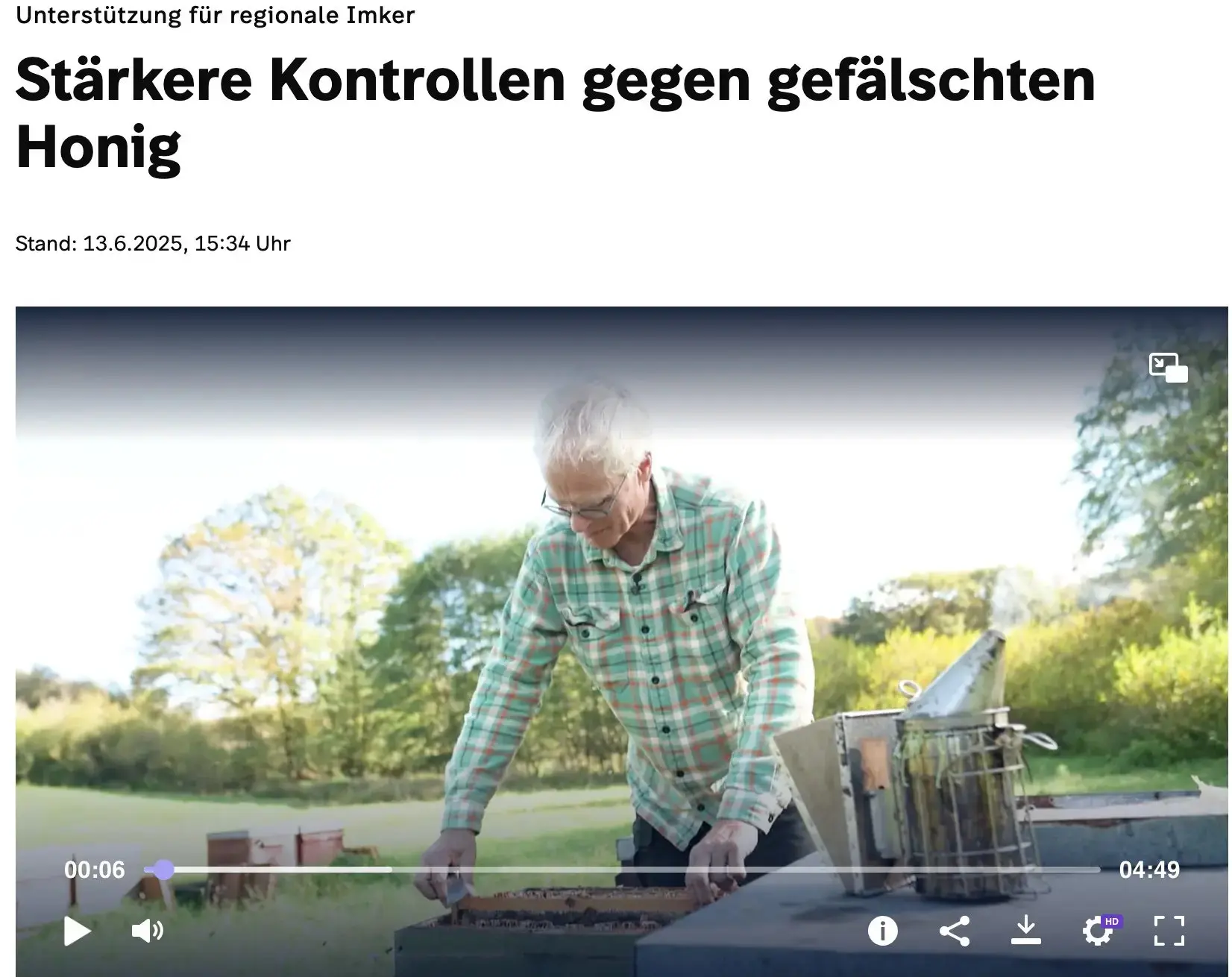 Erfolg der Berufsimker im SWR: Stärkere Kontrollen gegen gefälschten Honig